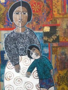 Peinture de ANTOINE MELLADO: La nénène et son petit.