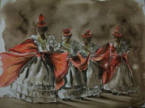 Danseuses créoles traditionnelles - Peinture - valerie CROCHARD