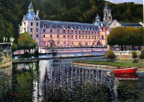 L'Abbaye sur la Dronne . - Peinture - alain deschamps L'Abbaye sur la Dronne . - Peinture - alain deschamps