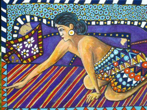 L'artiste ANTOINE MELLADO - La femme au pagne.
