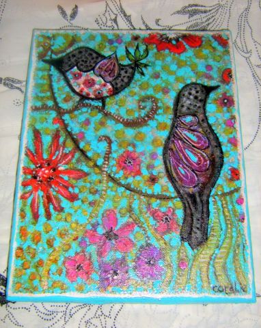 L'artiste coralie zabo bellal - peinture oiseau