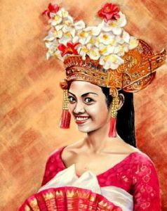 Peinture de ALAIN PESTOURIE: Gede, Danseuse Balinaise