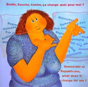 Peinture de Jideka: Les élections ! Germaine and Politics