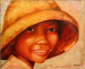 Peinture de MARTINE GREGOIRE: L ENFANT AU CHAPEAU