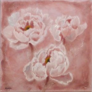 Peinture de MARTINE GREGOIRE: LES PIVOINES ROSES