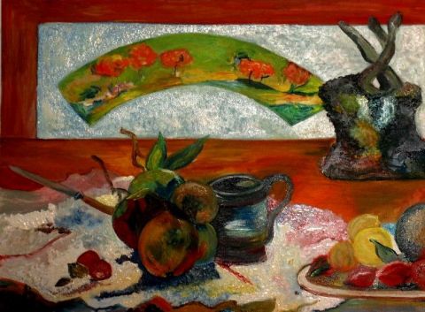 Nature morte à l'eventail de Gauguin - Peinture - Paoli