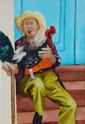 L'artiste Catherine MADELINE - Coq à Cuba