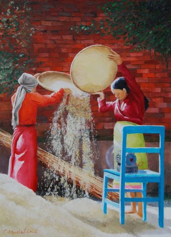 L'artiste Catherine MADELINE - Ventilation du riz