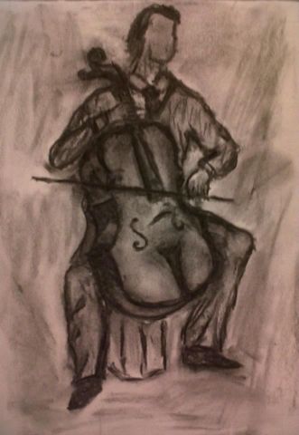 violoncelliste anonyme - Dessin - SaraMoon