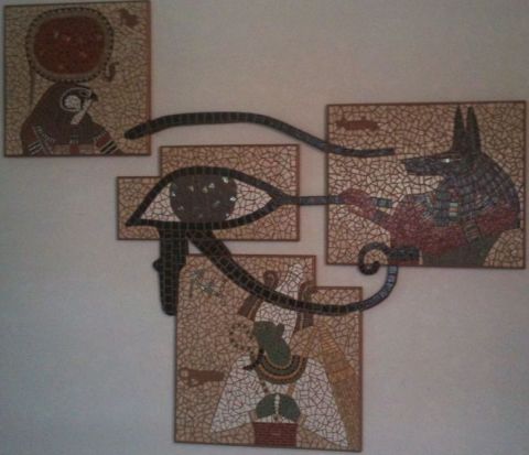 L'artiste RICHARD MARCELET - Triptyque Dieux égyptiens