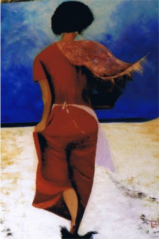 L'artiste Marie Jose - gitane sur la plage 