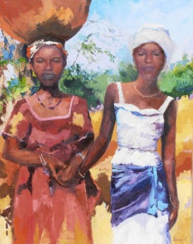LES JEUNES AFRICAINES  - Peinture - Veronique LANCIEN