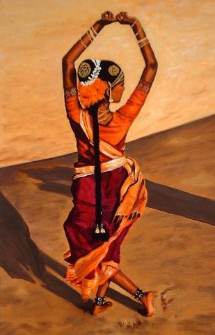 danseuse indienne - Peinture - Francoise GRELLIER