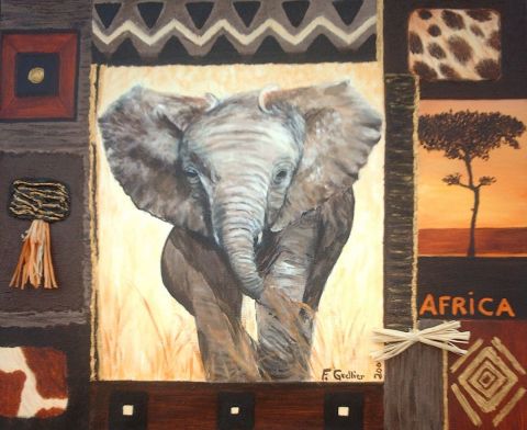 l'elephant - Peinture - Francoise GRELLIER l'elephant - Peinture - Francoise GRELLIER