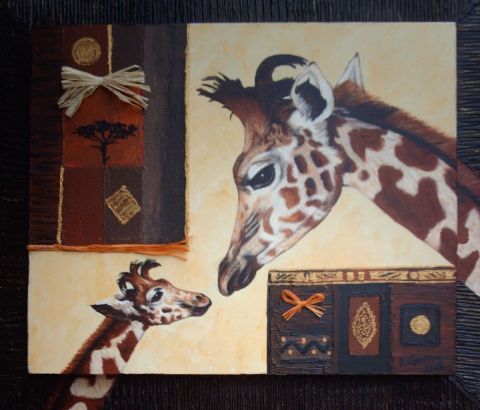 les girafes - Peinture - Francoise GRELLIER