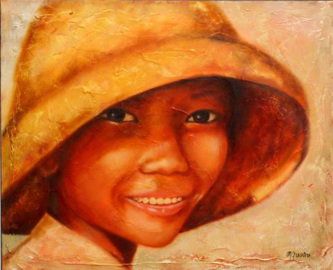 L'artiste MARTINE GREGOIRE - L ENFANT AU CHAPEAU