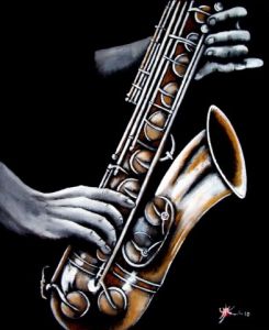 Peinture de Marc PARMENTIER: Saxo doré