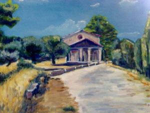 Peinture de PHILIPPE ARLAUD: La chapelle de Toutes Aures vue de devant