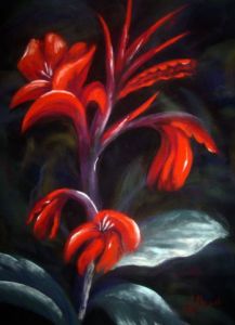 Peinture de ghighi: Rouge floraison