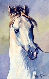 Peinture de Marcel BOOS: Tête du cheval blanc