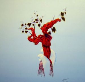 Peinture de Noel Barbot: une main de vigne
