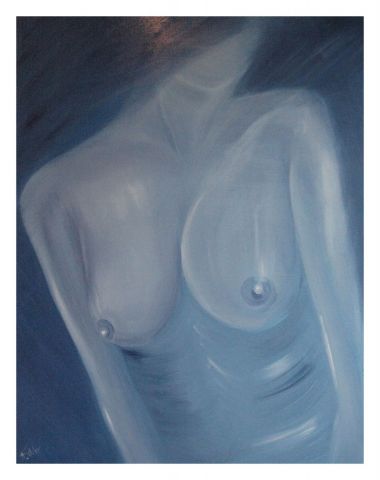 Nu féminin bleu - Peinture - Angela Folcher