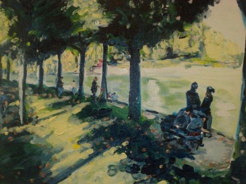 Les promeneurs sur le bord de Marne - Peinture - PHILIPPE ARLAUD Les promeneurs sur le bord de Marne - Peinture - PHILIPPE ARLAUD