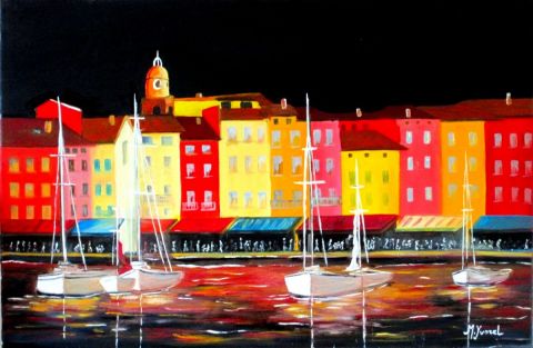 ST Tropez by night - Peinture - Martine YVOREL