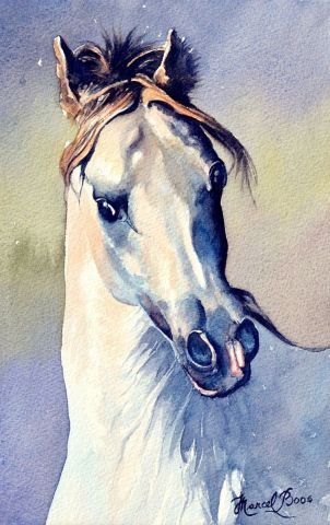 Tête du cheval blanc - Peinture - Marcel BOOS