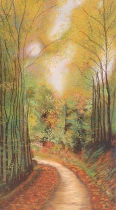 L'artiste Lifa - sous bois à l'automne, pastel