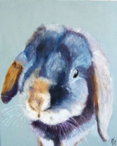portrait de Pinpin, lapin sympathique - Peinture - DANIELE MORGANTI