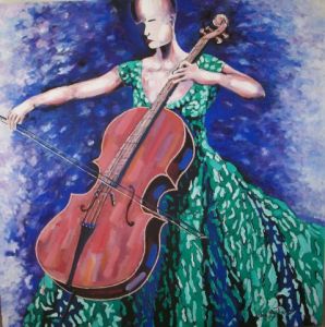 Voir cette oeuvre de bakarri: musicienne à la robe vert