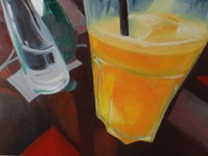 Voir le détail de cette oeuvre: jus d'orange sur table de bistrot