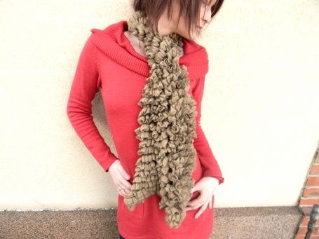 Echarpe été cancan marron - Art textile - jetricote Echarpe été cancan marron - Art textile - jetricote