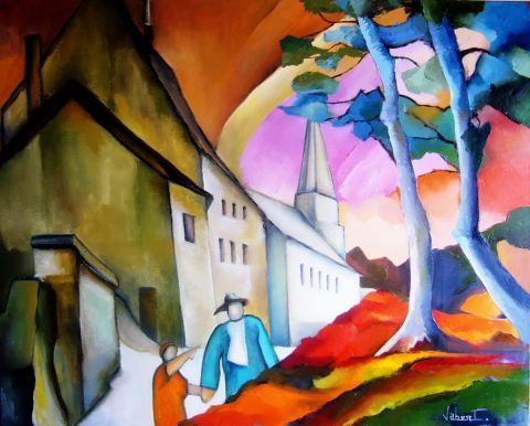 le joli village - Peinture - JABERT