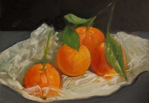 L'artiste MONIQUE SHAW - Mandarines et sac plastique