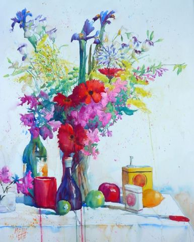 Azalées et Iris - Peinture - Andre Mehu