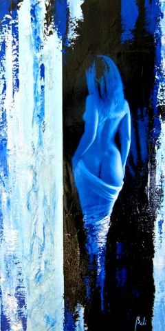 135 La serviette bleue - Peinture - BELI