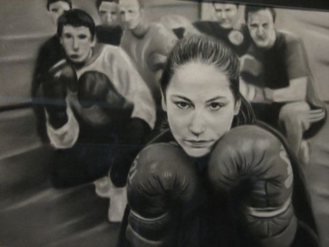L'artiste michel marquisseau - boxe en noir et blanc