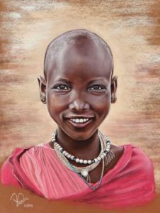Peinture de ALAIN PESTOURIE: FADIYA, jeune fille MASSAï