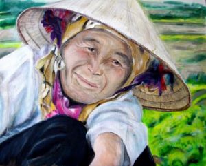Dessin de Paul BENICHOU: Paysanne au Vietnam 