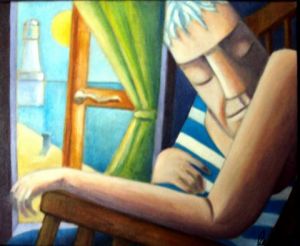 Peinture de Gerard Lesoeur: HOTEL DE LA MARINE ou la sieste