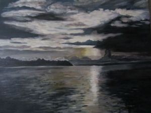 Voir le détail de cette oeuvre: Coucher de soleil sur le Lough Derg