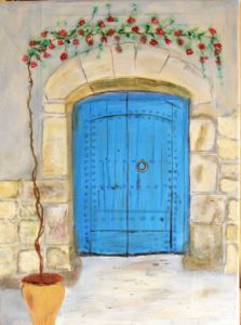 Peinture de Joelle AVELINE: La porte bleue