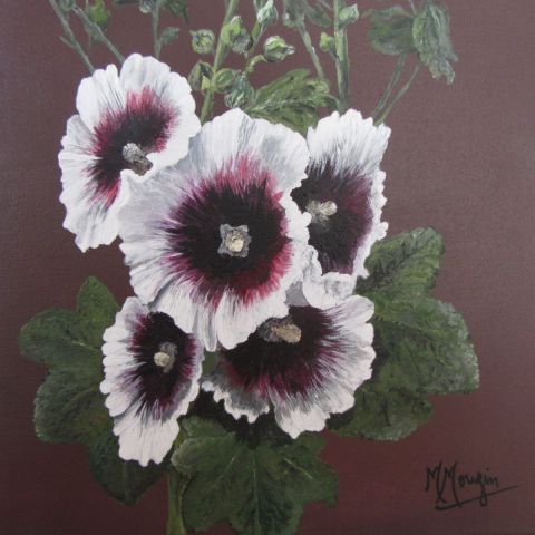Roses trémiaires blanches - Peinture - MONE