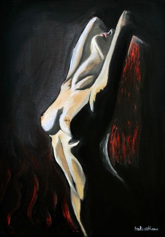 Reflet abstrait d'un corps dénudé - Dessin - Helene Roux