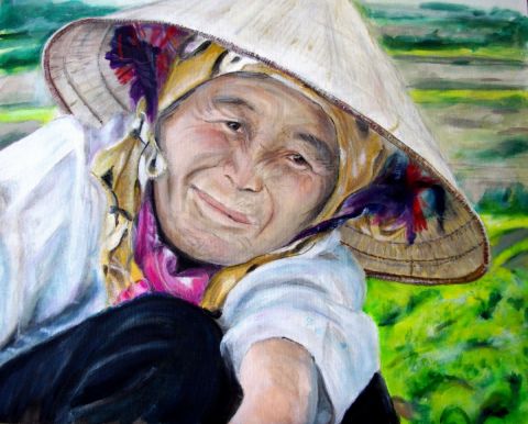 Paysanne au Vietnam  - Dessin - Paul BENICHOU