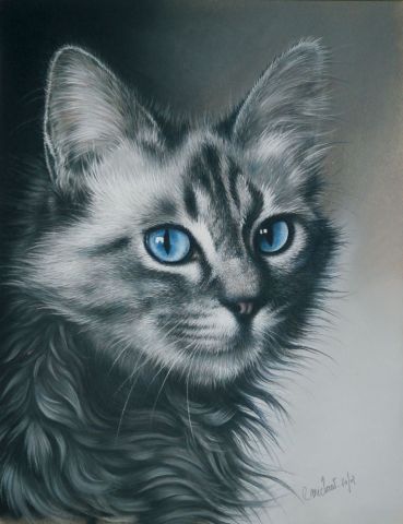 L'artiste Christian Michaut - Le chat aux yeux bleu