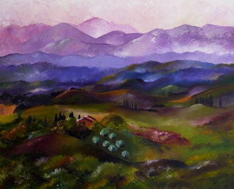 Toscane à l'aube - Peinture - Francoise TOLBIAC