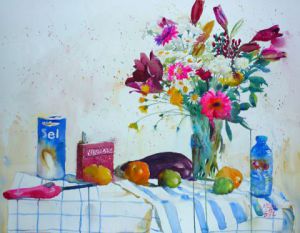Voir cette oeuvre de Andre Mehu: Bouquet aux pissenlits et marguerites